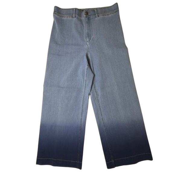 Lafayette 148 NY Clarke Blue Ombre Wide Leg High Rise Jeans Size 6 - Picture 1 of 14